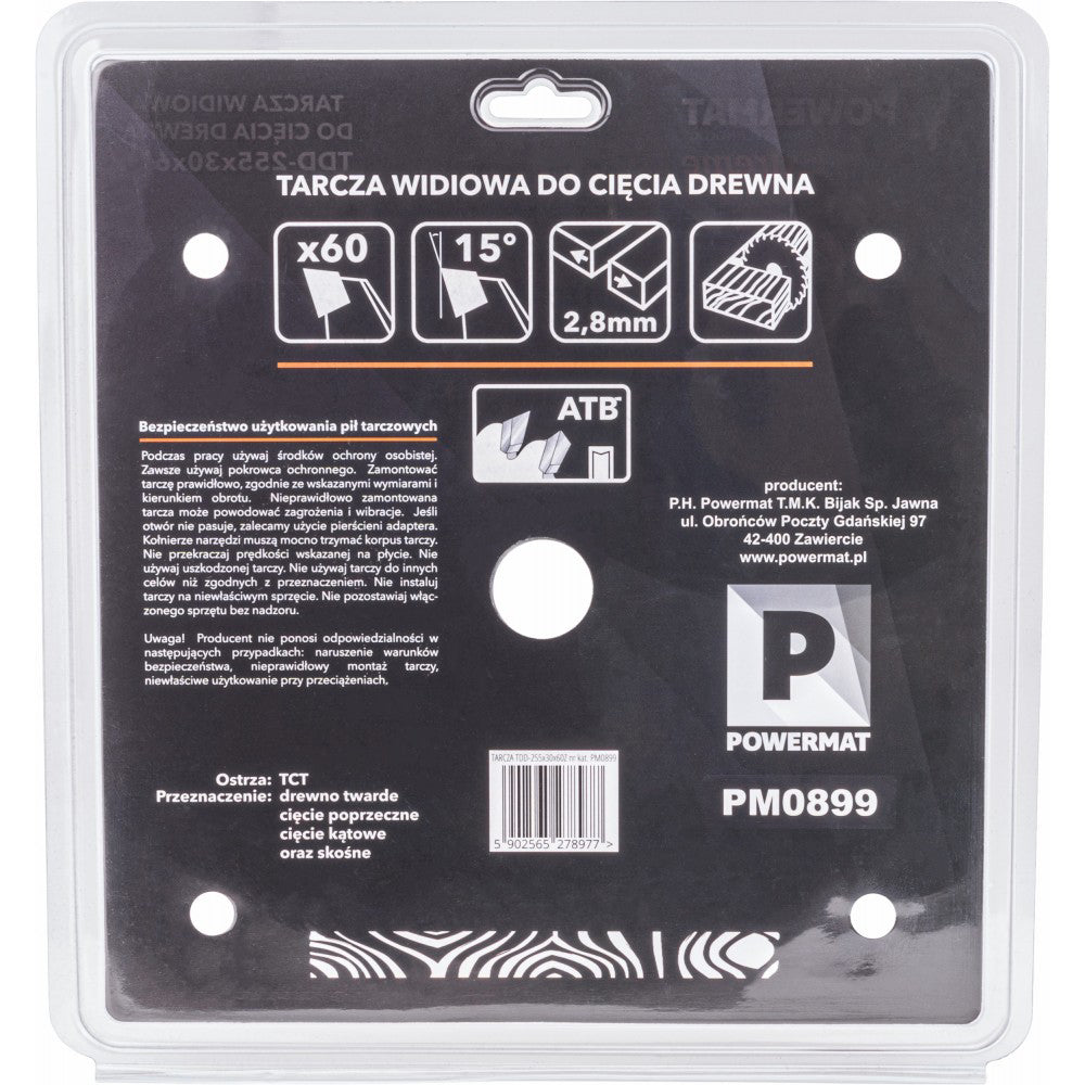 Disc pentru fierastrau circular TDD-255x30mm 60 dinti, Powermat PM0899