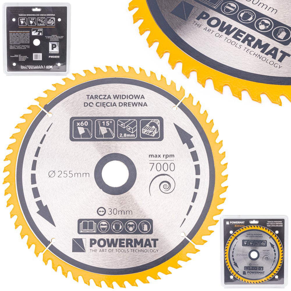 Disc pentru fierastrau circular TDD-255x30mm 60 dinti, Powermat PM0899