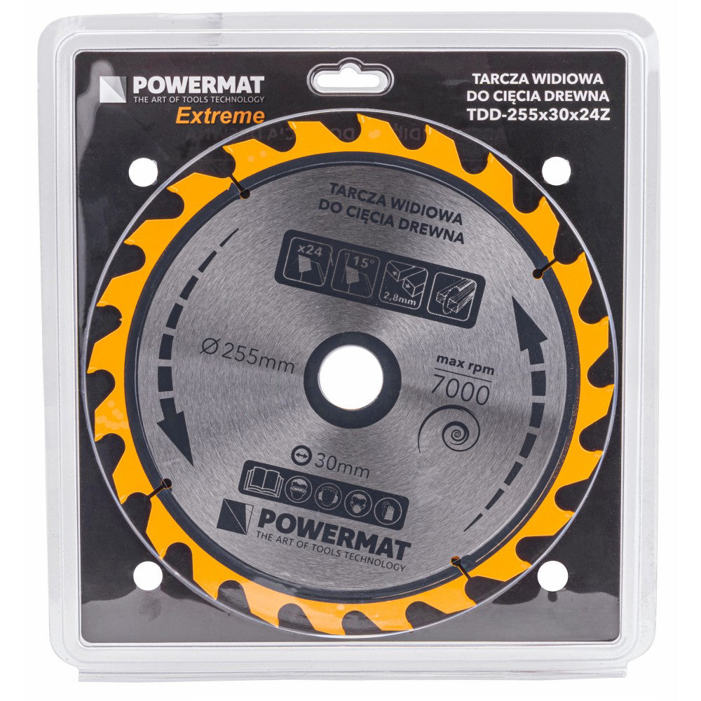 Disc pentru fierastrau circular TDD-255x30mm 24 dinti, Powermat PM0897