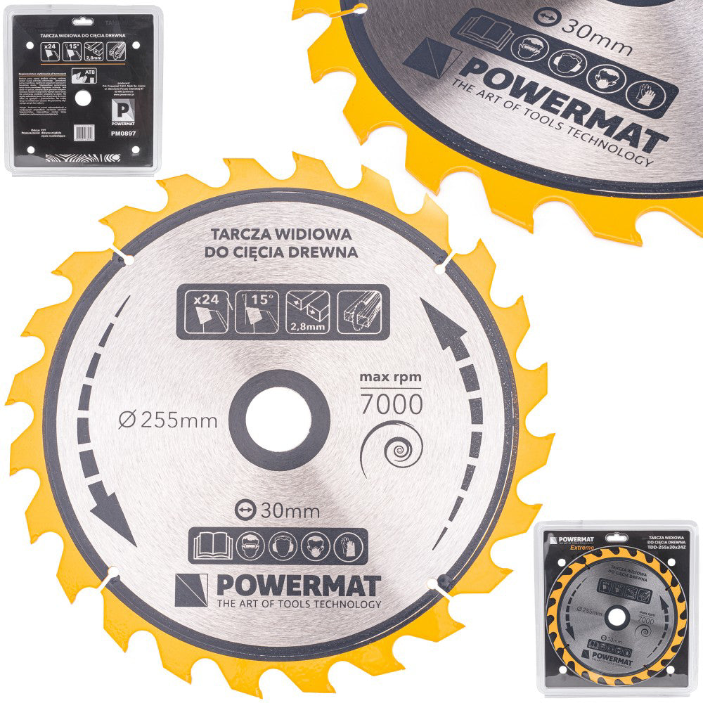 Disc pentru fierastrau circular TDD-255x30mm 24 dinti, Powermat PM0897