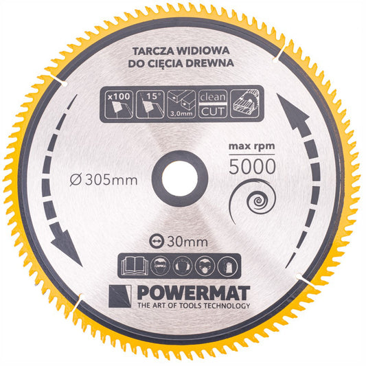 Disc pentru fierastrau circular TDD-305x30mm 100 dinti, Powermat PM0903