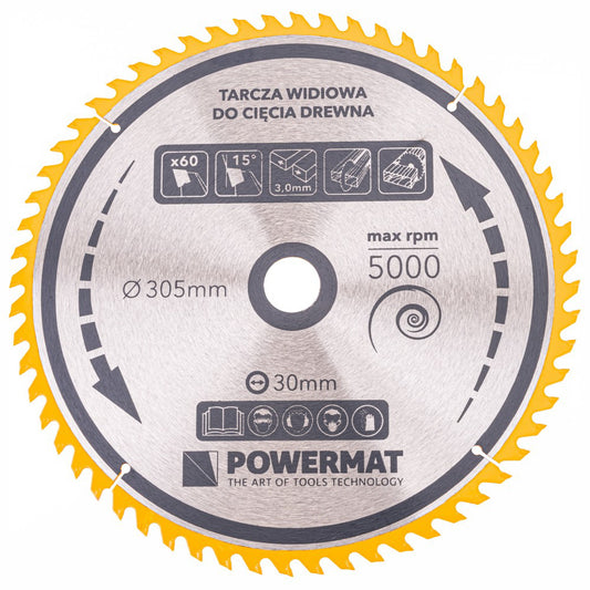 Disc pentru fierastrau circular TDD-305x30mm 60 dinti, Powermat PM0902