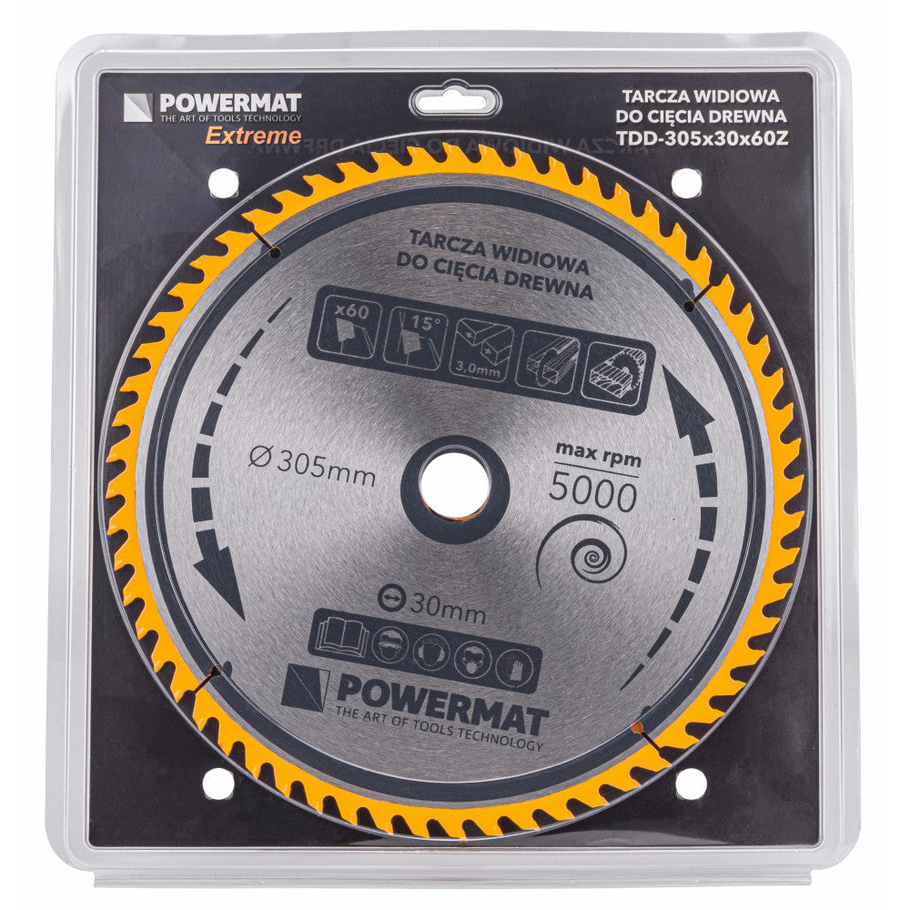 Disc pentru fierastrau circular TDD-305x30mm 60 dinti, Powermat PM0902