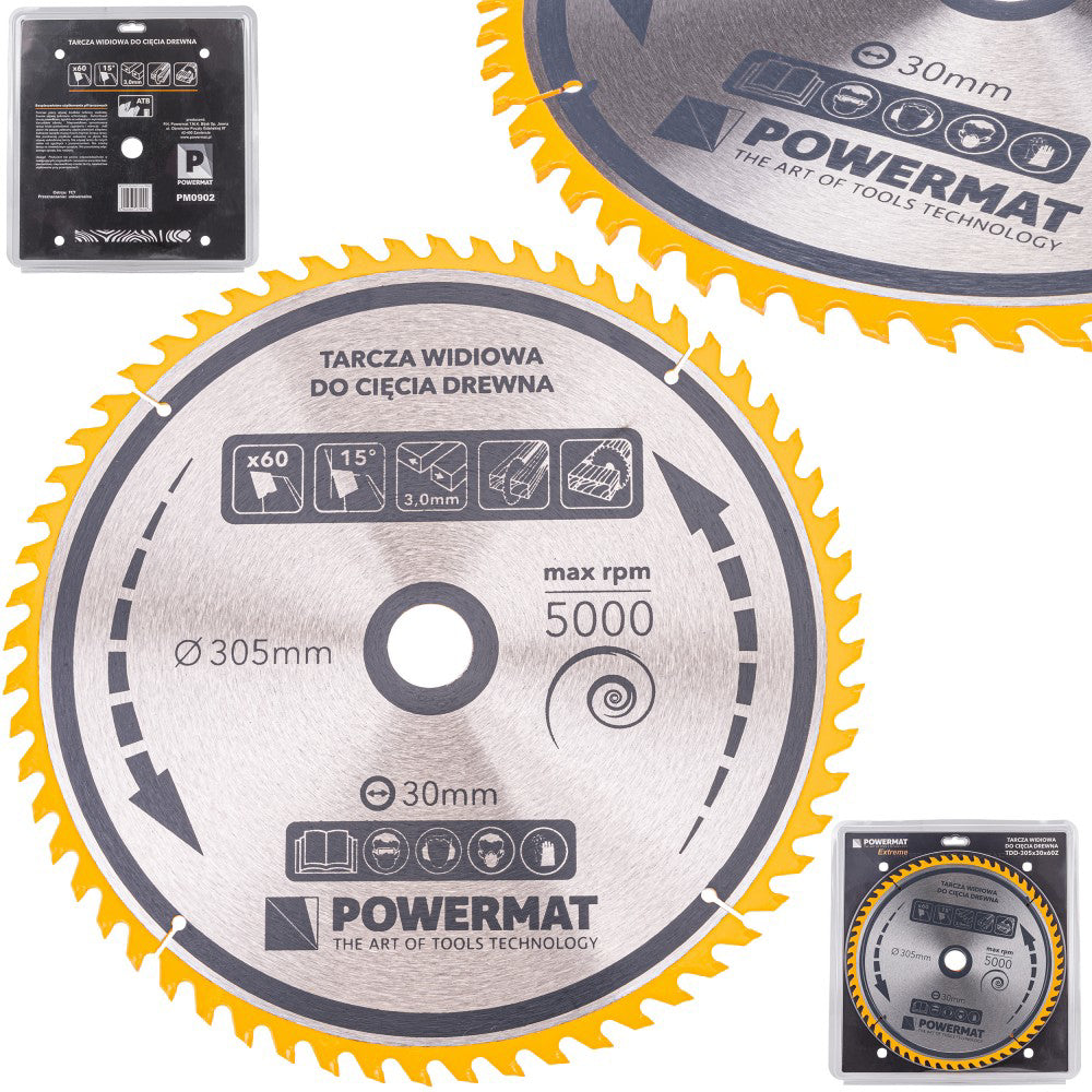 Disc pentru fierastrau circular TDD-305x30mm 60 dinti, Powermat PM0902