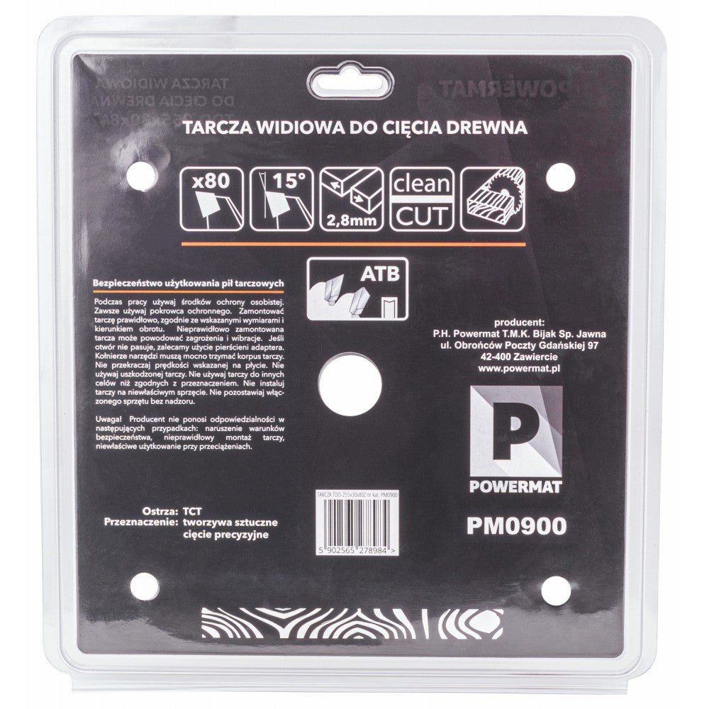 Disc circular pentru lemn TDD-255x30mm 80 dinti, Powermat PM0900