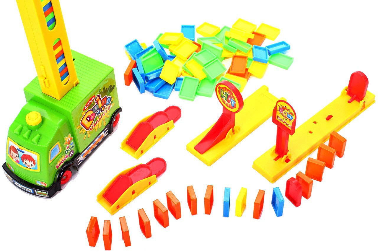 Set domino 100 blocuri + mașină, Malplay 101059