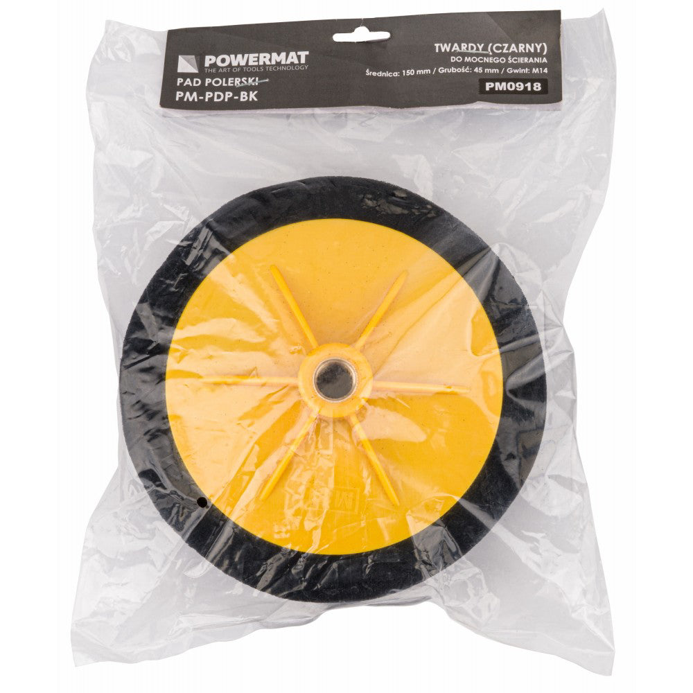 Burete de lustruit negru dur 150x45mm M14, Powermat PM-PDP-BK