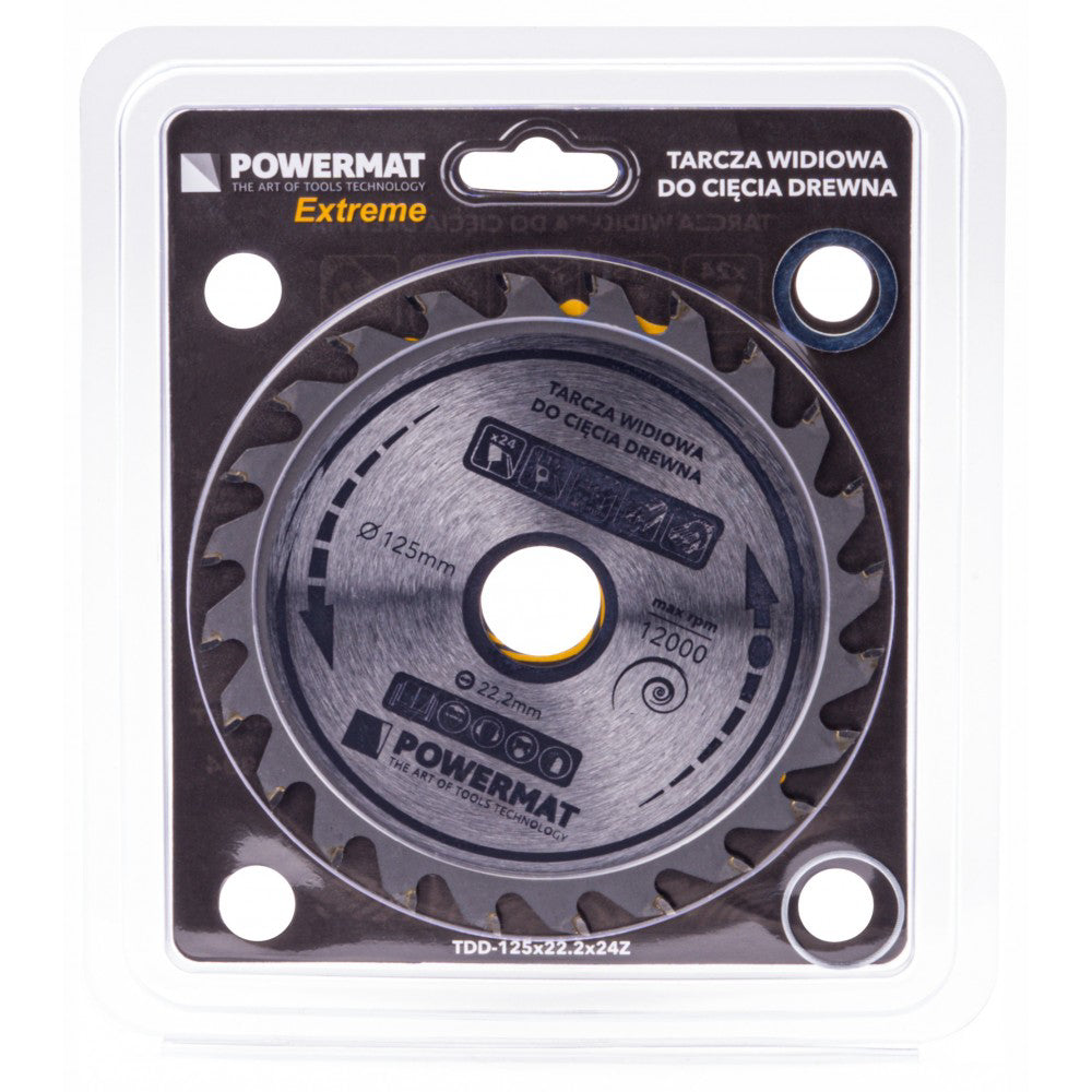 Disc circular pentru lemn TDD 125x22.2mm cu 24 dinti, Powermat