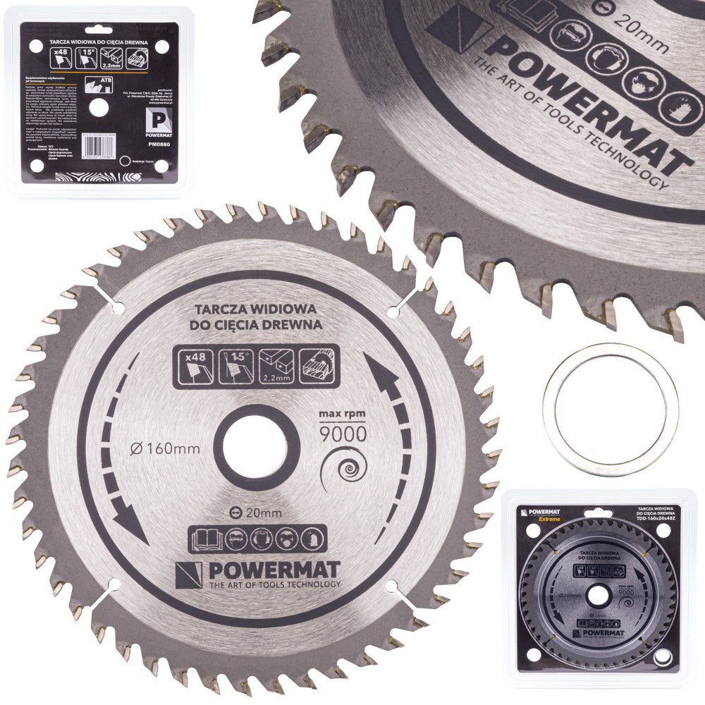 Disc Widia pentru lemn 160x20mm cu 48 dinti TDD, Powermat