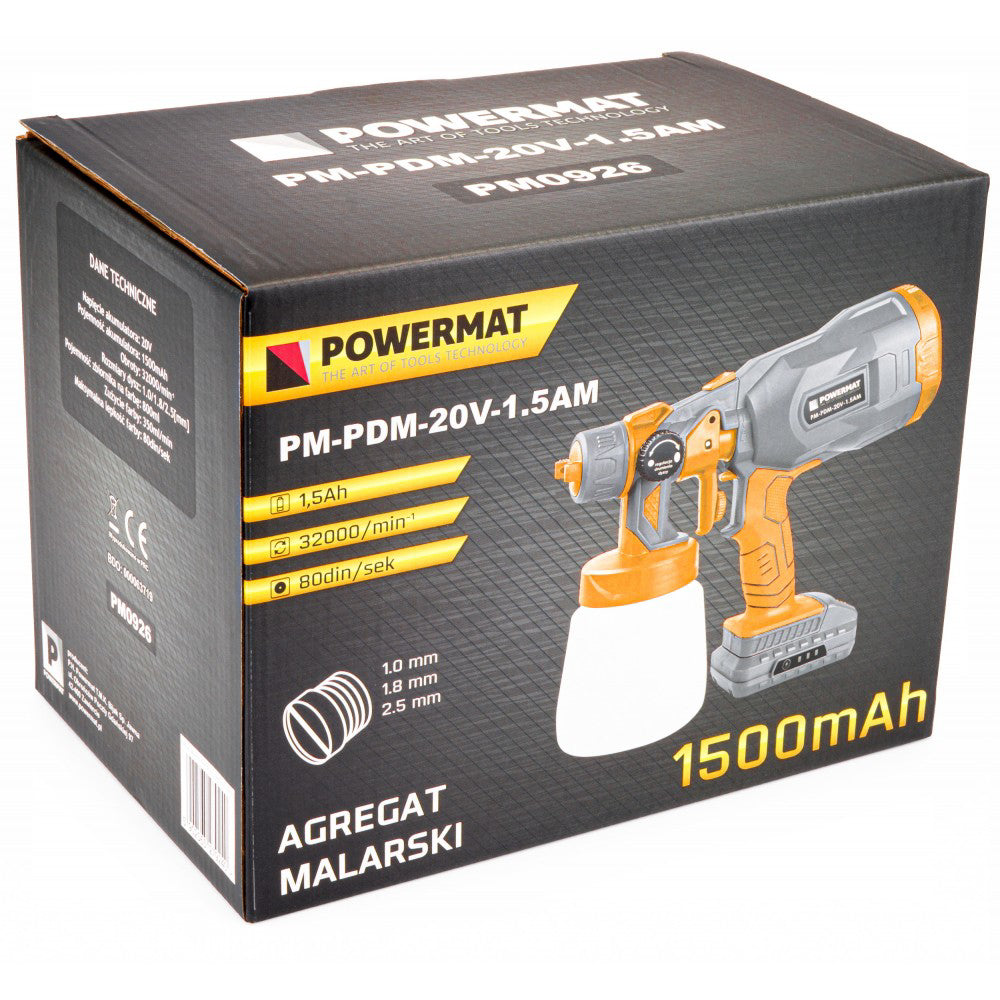 Pulverizator de vopsea cu acumulator, Powermat PM-PDM-20V-1.5AM