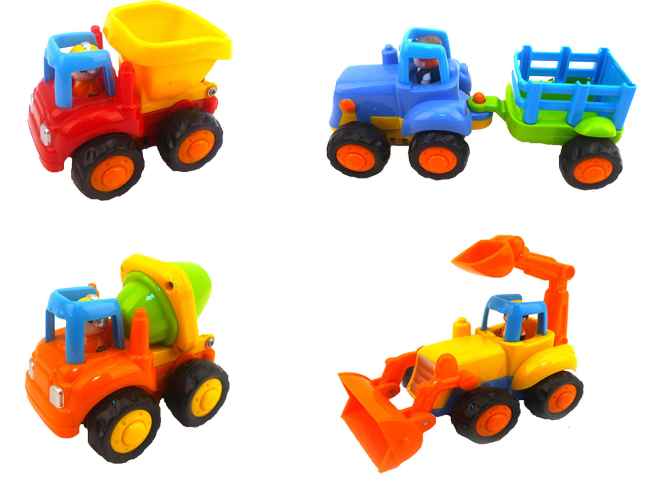 Set vehicule de constructii, 4 bucati, Malplay, 102061