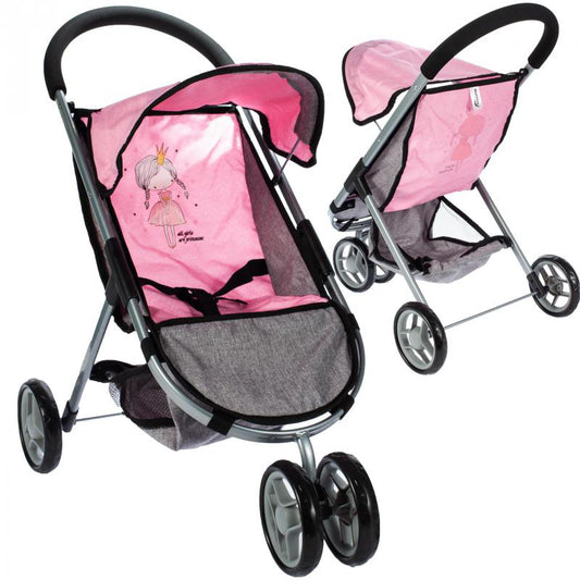 Caruciorul Little Princess Pink Grey, Malplay, 104261