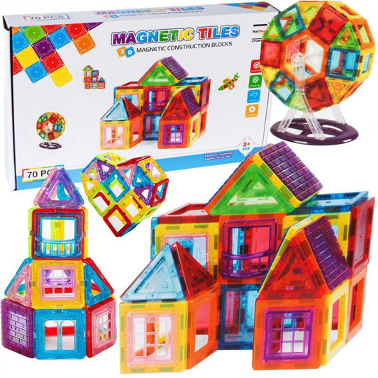 Blocuri magnetice 3D 70 piese, Malplay, 107276