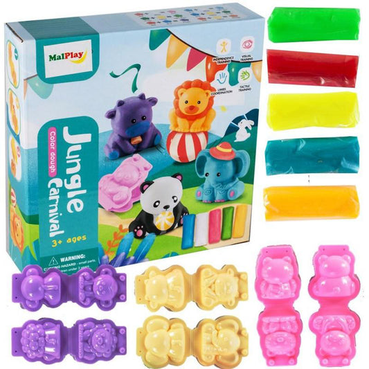 Set plastelina + matrite in forma de animale, Malplay, 107854