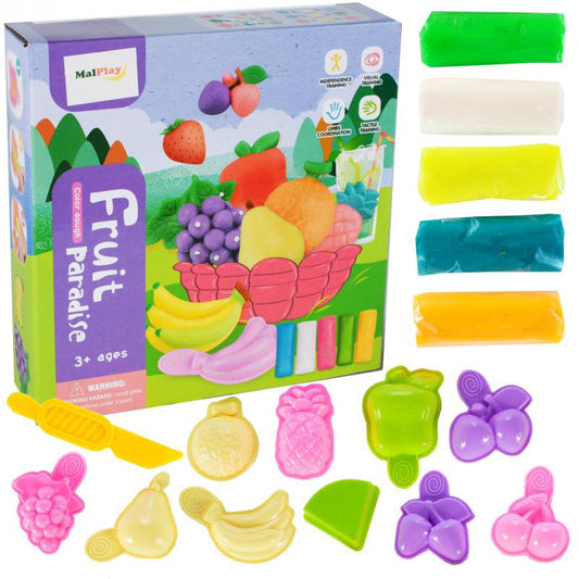 Set plastelina + matrite in forma de fructe, Malplay, 107855