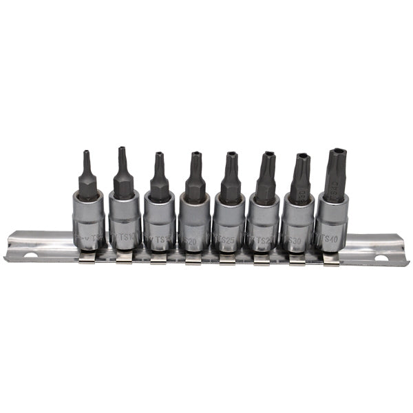 Set 8 biti Torx Penta gaura de siguranta 1/4' TS8-40  , Topmaster, 330149