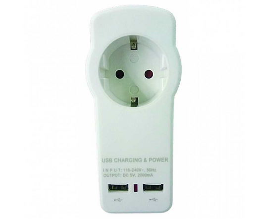 Adaptor priza Schuko cu incarcator, 2xUSB 2.1A, Makalon, 700773