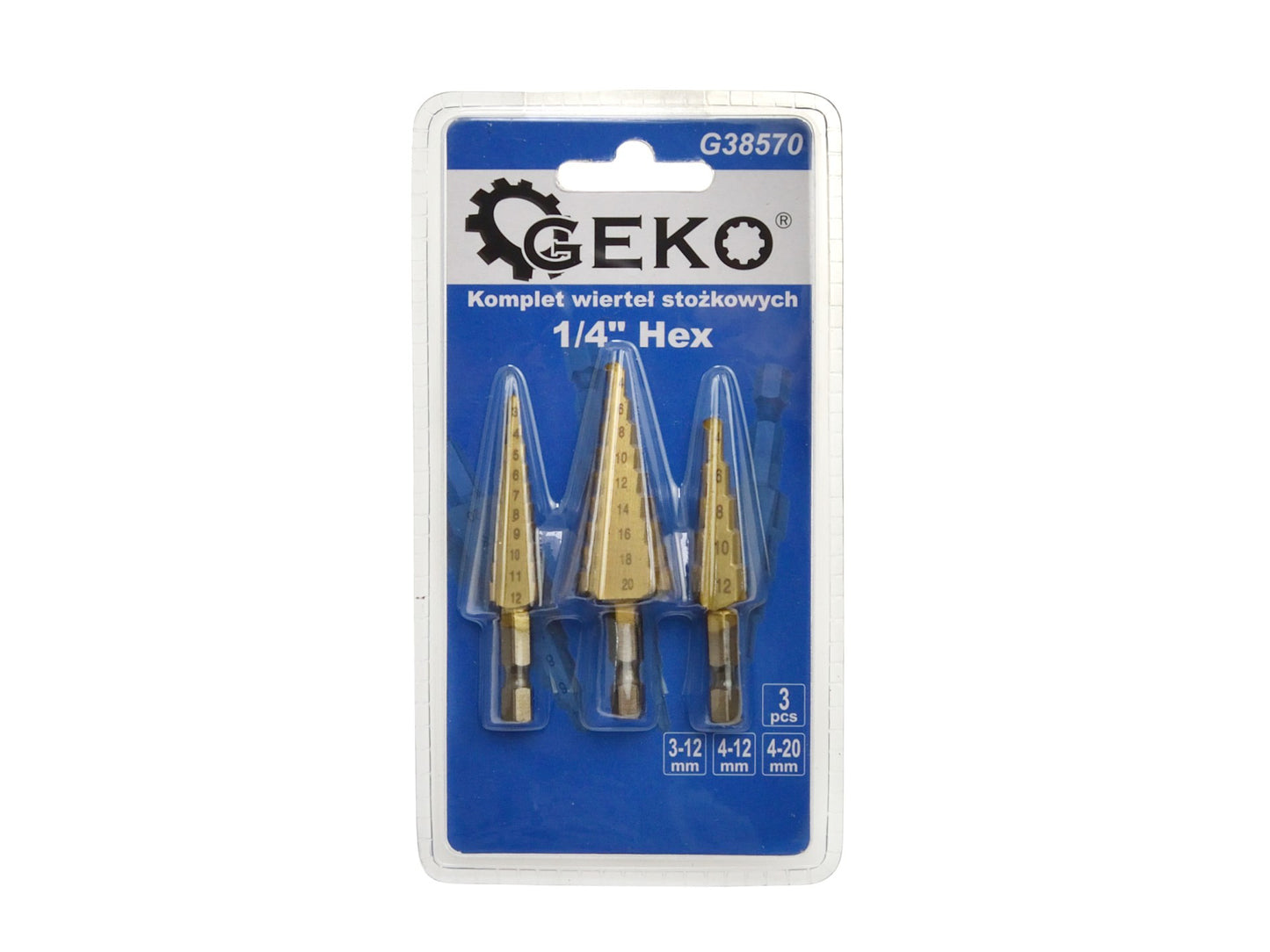 Set 3 burghie conice HEX 1/4 " Geko G38570