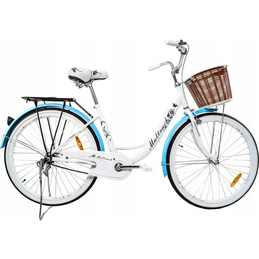 Bicicleta dama  BLUE cu cos de cumparaturi si motive florale Maltrack 108873