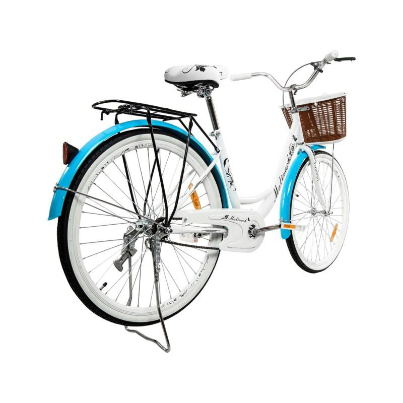 Bicicleta dama  BLUE cu cos de cumparaturi si motive florale Maltrack 108873
