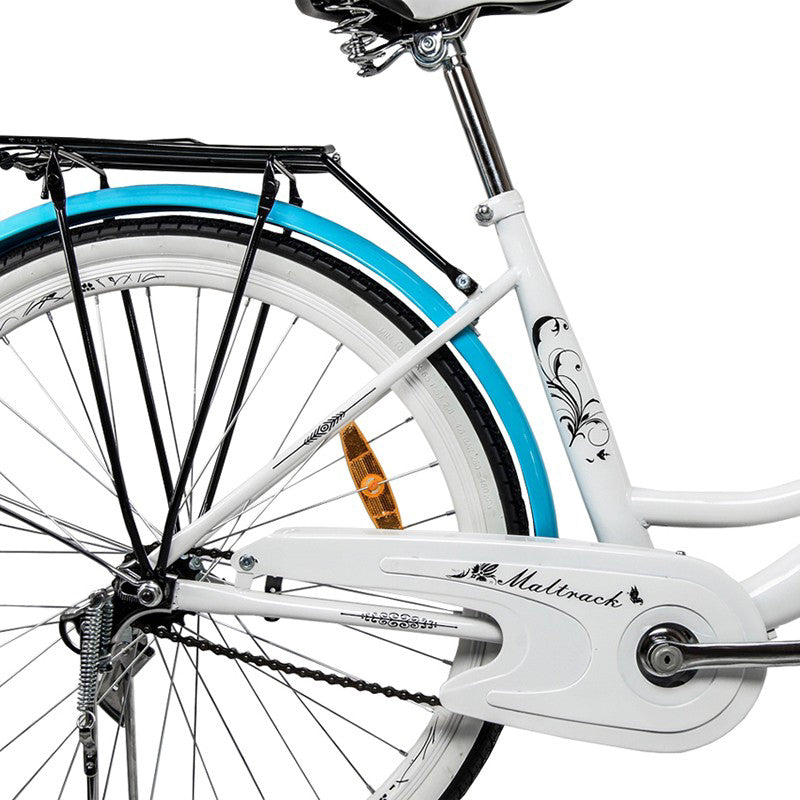 Bicicleta dama  BLUE cu cos de cumparaturi si motive florale Maltrack 108873