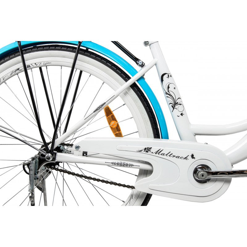 Bicicleta dama  BLUE cu cos de cumparaturi si motive florale Maltrack 108873