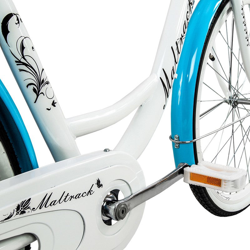 Bicicleta dama  BLUE cu cos de cumparaturi si motive florale Maltrack 108873