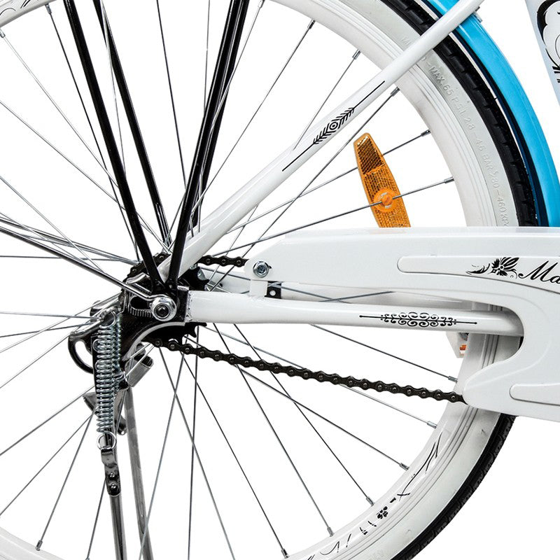 Bicicleta dama  BLUE cu cos de cumparaturi si motive florale Maltrack 108873