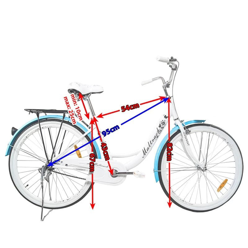 Bicicleta dama  BLUE cu cos de cumparaturi si motive florale Maltrack 108873