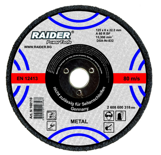 Disc pentru taiat metal 115х1.2х22.2mm, Raider 160115