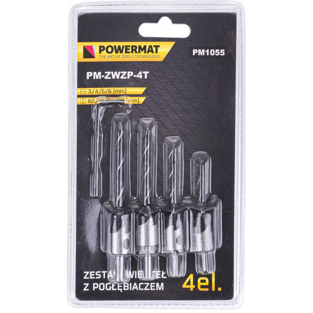 Set 4 burghie pentru lemn PM-ZWZP-4T, Powermat PM1055