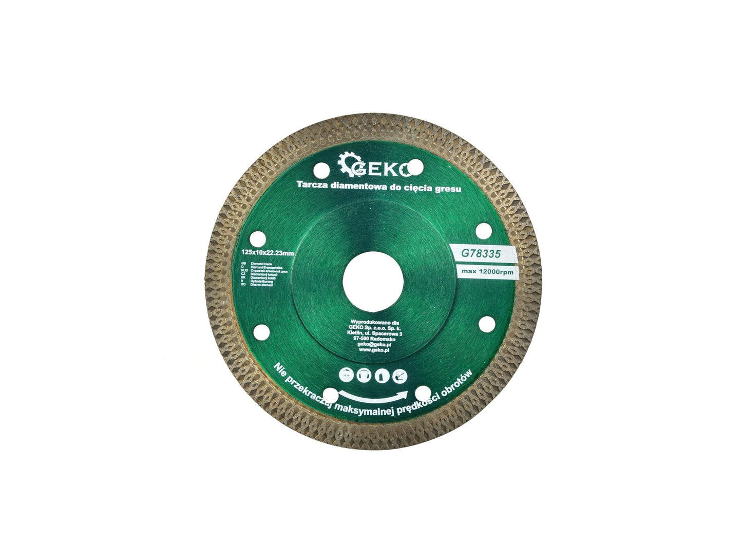 Disc diamantat pentru gresie, 125x10x22.23mm, Geko G78335