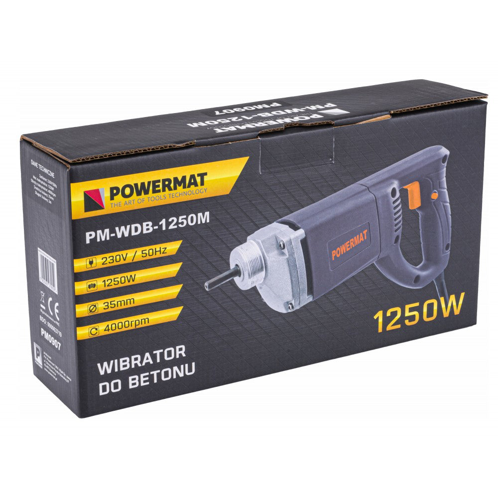 Vibrator de beton PM-WDB-1250M, lancie de 2 m, 1250 W, Powermat PM0907