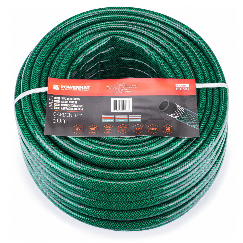 Furtun de gradina cu 3 straturi Garden, 3/4", 50 m, Powermat PM1150