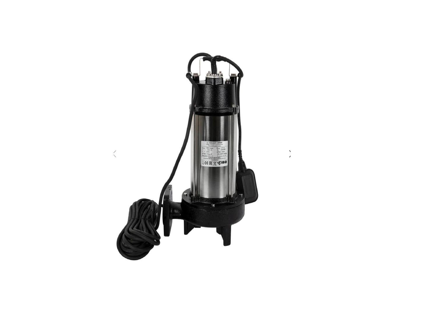 Pompa apa murdara cu tocator Kraken 1800, 1800W, debit 350 l/min, H refulare 25m, submersibila, Ibo Dambat IB022018