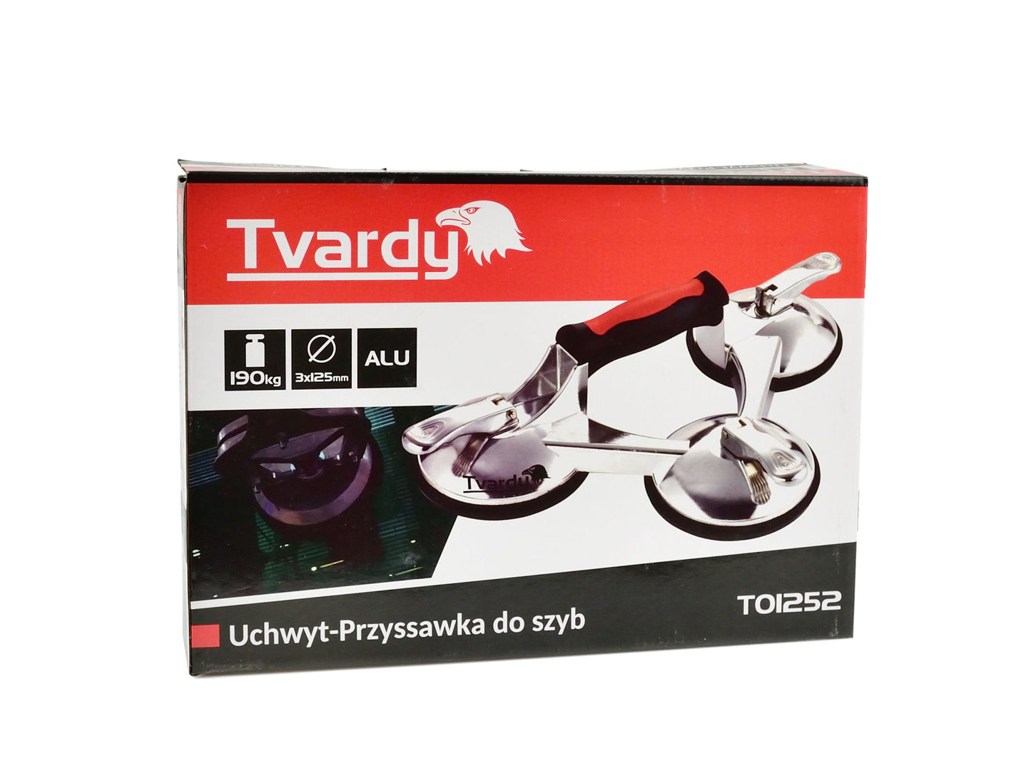 Ventuza cu 3 brate pentru geamuri, 3 x 125 mm, 190 kg, Tvardy T01252