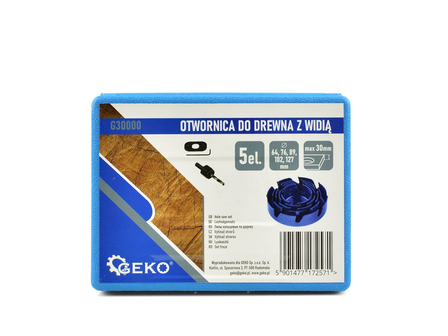 Set carote pentru lemn, 65-127 mm, 5 elemente, Geko G30000