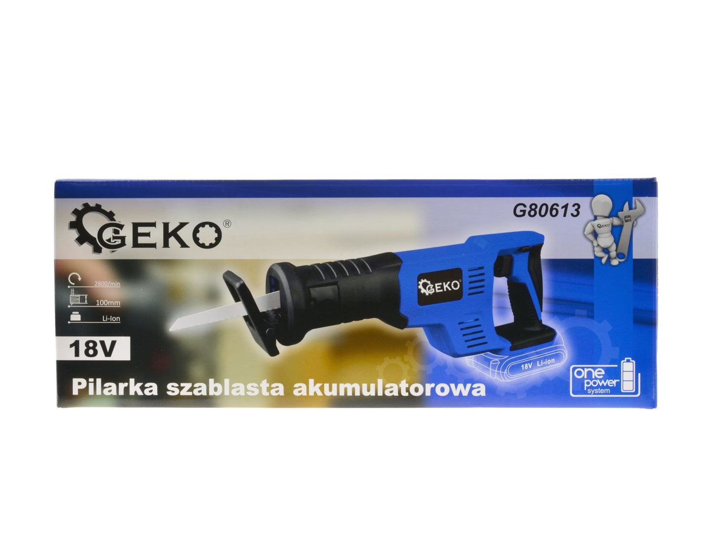 Set fierastrau electric tip sabie, 18 V, 110 mm, acumulator 2Ah, incarcator 18 V, Geko G80613-2