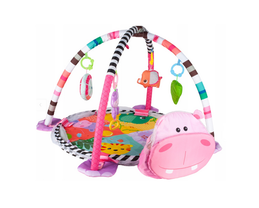 Set centru de activitati Hippo, roz, 30 bile colorate, MalPlay 108427