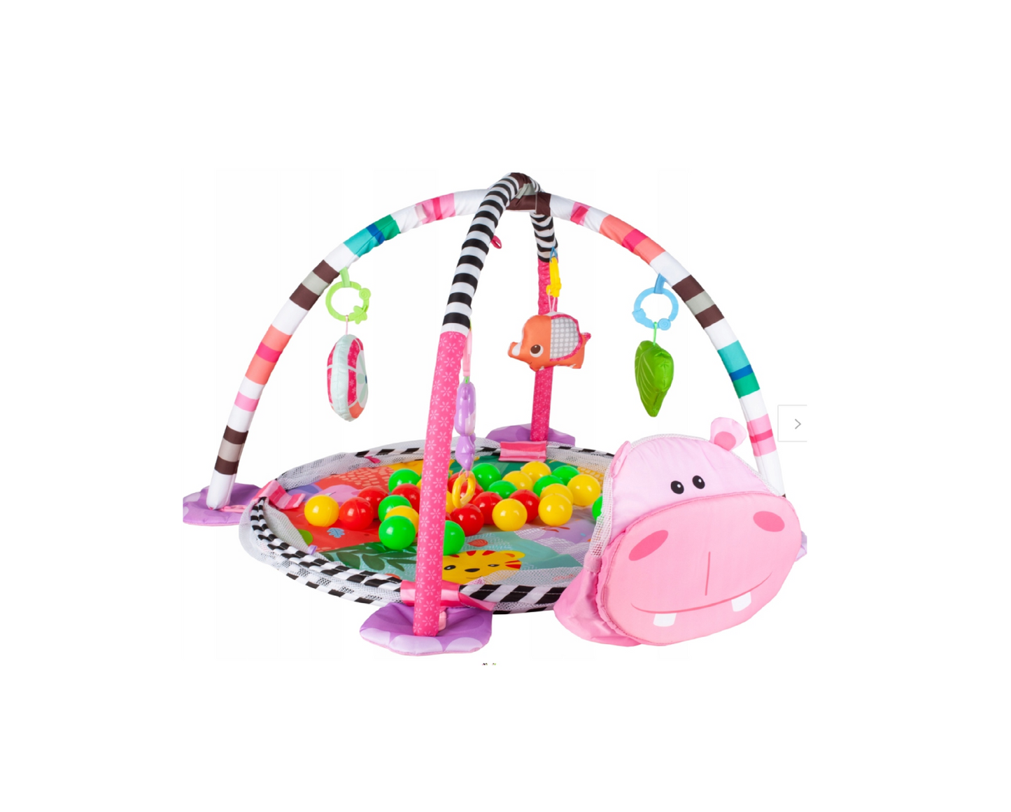 Set centru de activitati Hippo, roz, 30 bile colorate, MalPlay 108427