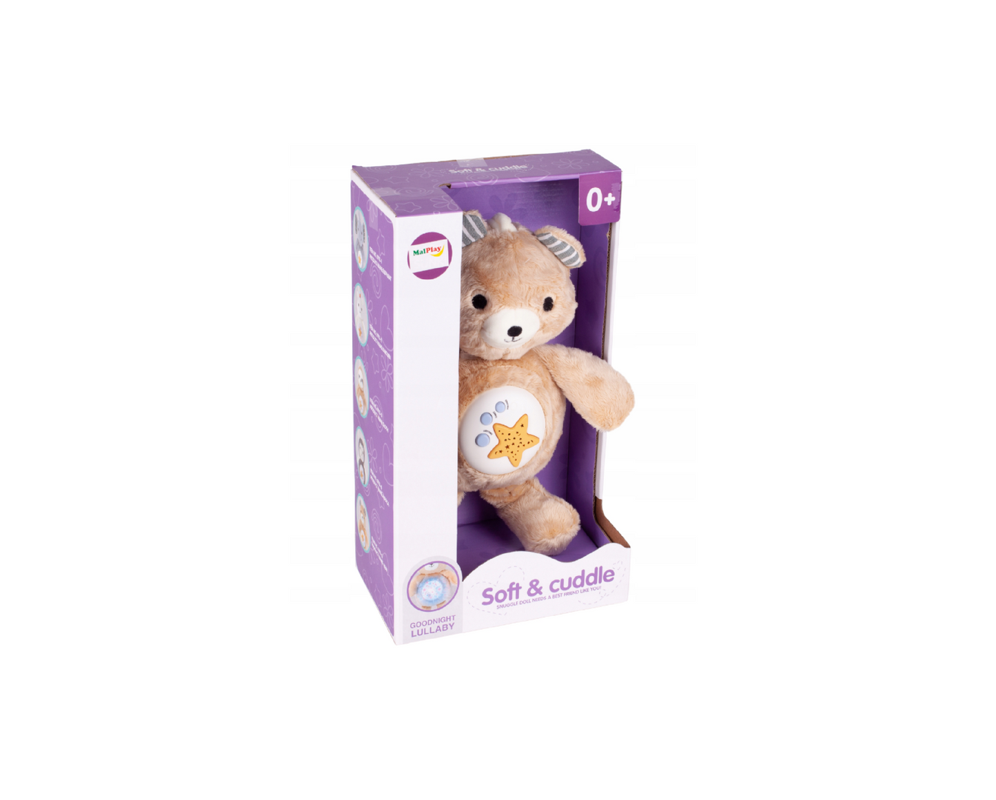 Ursulet cu proiector de stelute si cutie muzicala, 35 cm, MalPlay 109238