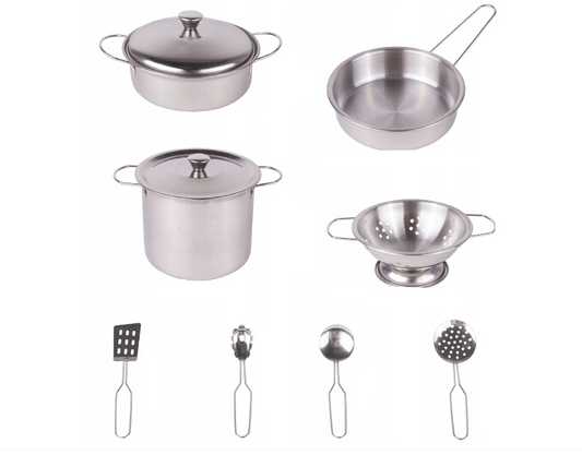 Set de bucatarie, ustensile, oale, sort, 10 elemente, MalPlay 109105