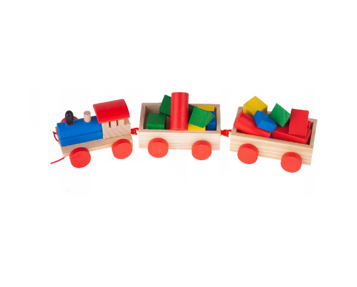 Set tren din lemn, 19 elemente, MalPlay 108898