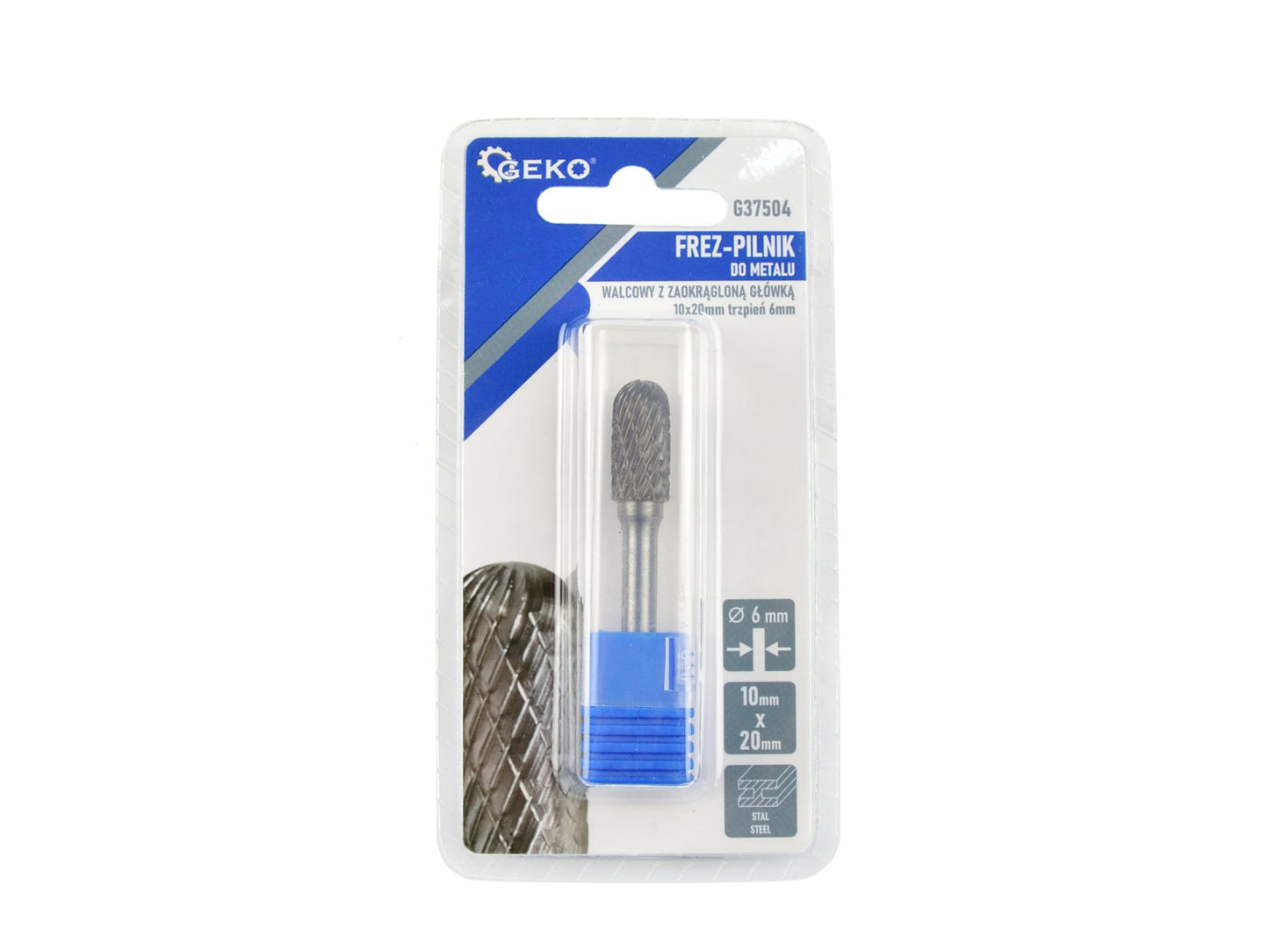 Freza rotunda pentru metal, 10 x 20 mm, tija 6 mm, Geko G37504