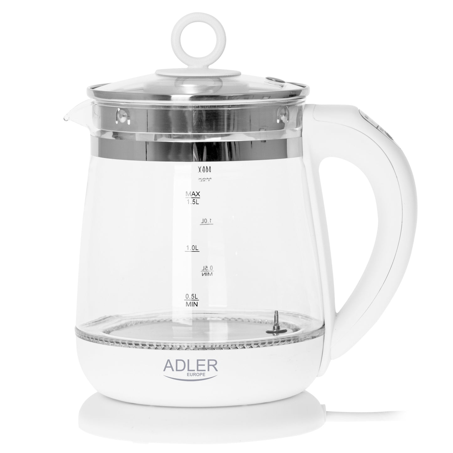 Fierbator din sticla cu infuzor pentru ceai, 1.5 l, Adler AD1299