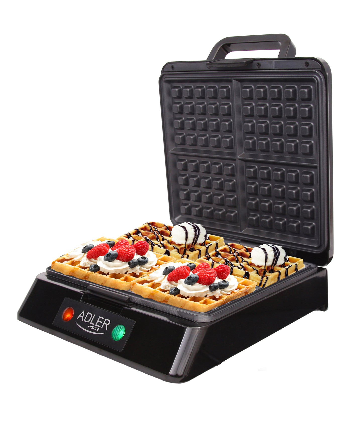 Aparat de facut vafe, 1300 W, argintiu, Adler AD3036