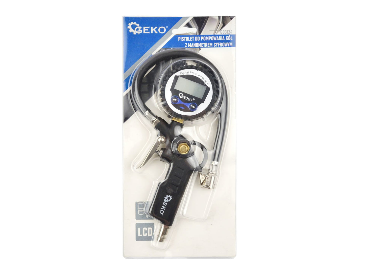 Pistol pentru umflat anvelope cu manometru digital, Geko G03124