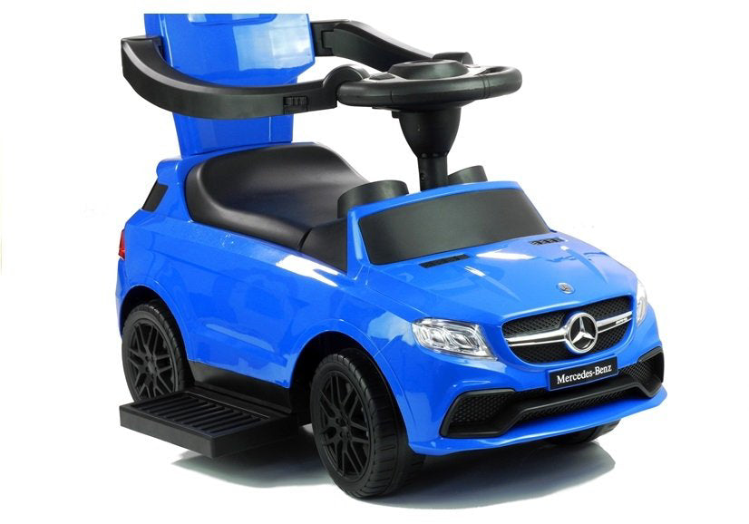Masinuta Mercedes cu impingator pentru copii, sunet, componente detasabile, Albastru, Lean 2335