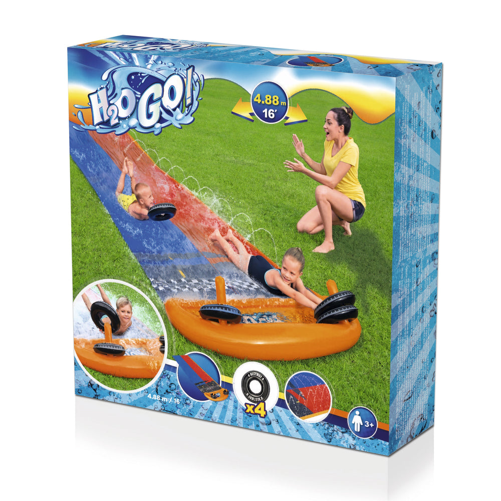Tobogan dublu cu apa pentru sol, 4.88 m, Bestway 10619