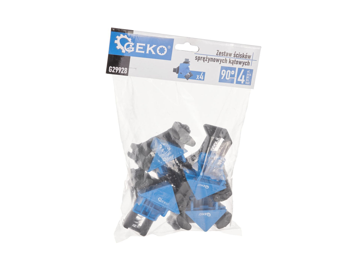 Set 4 cleme de colt cu strangere rapida, unghi 90°, Geko G29928